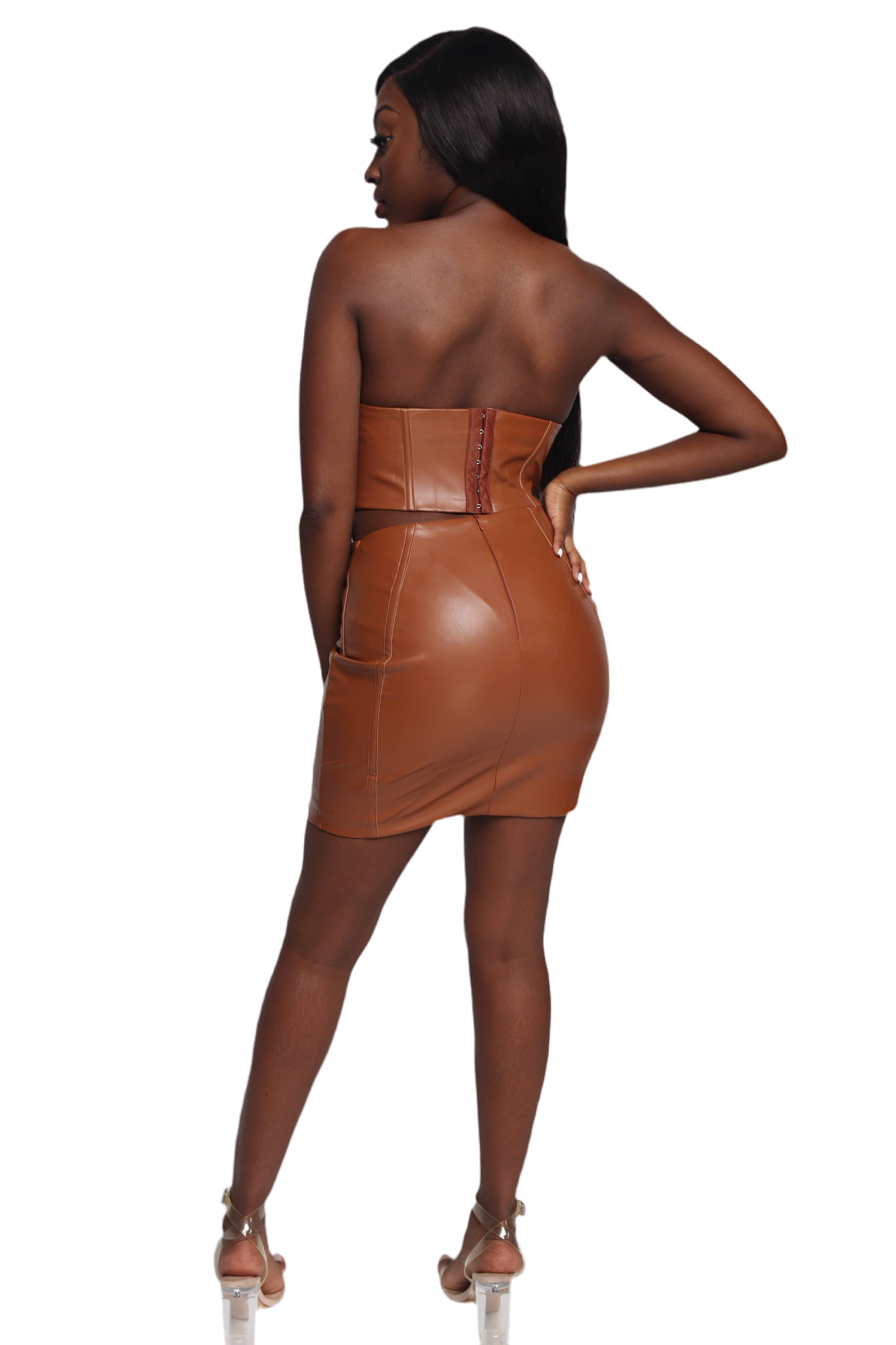 Cocoa Faux Leather Skirt