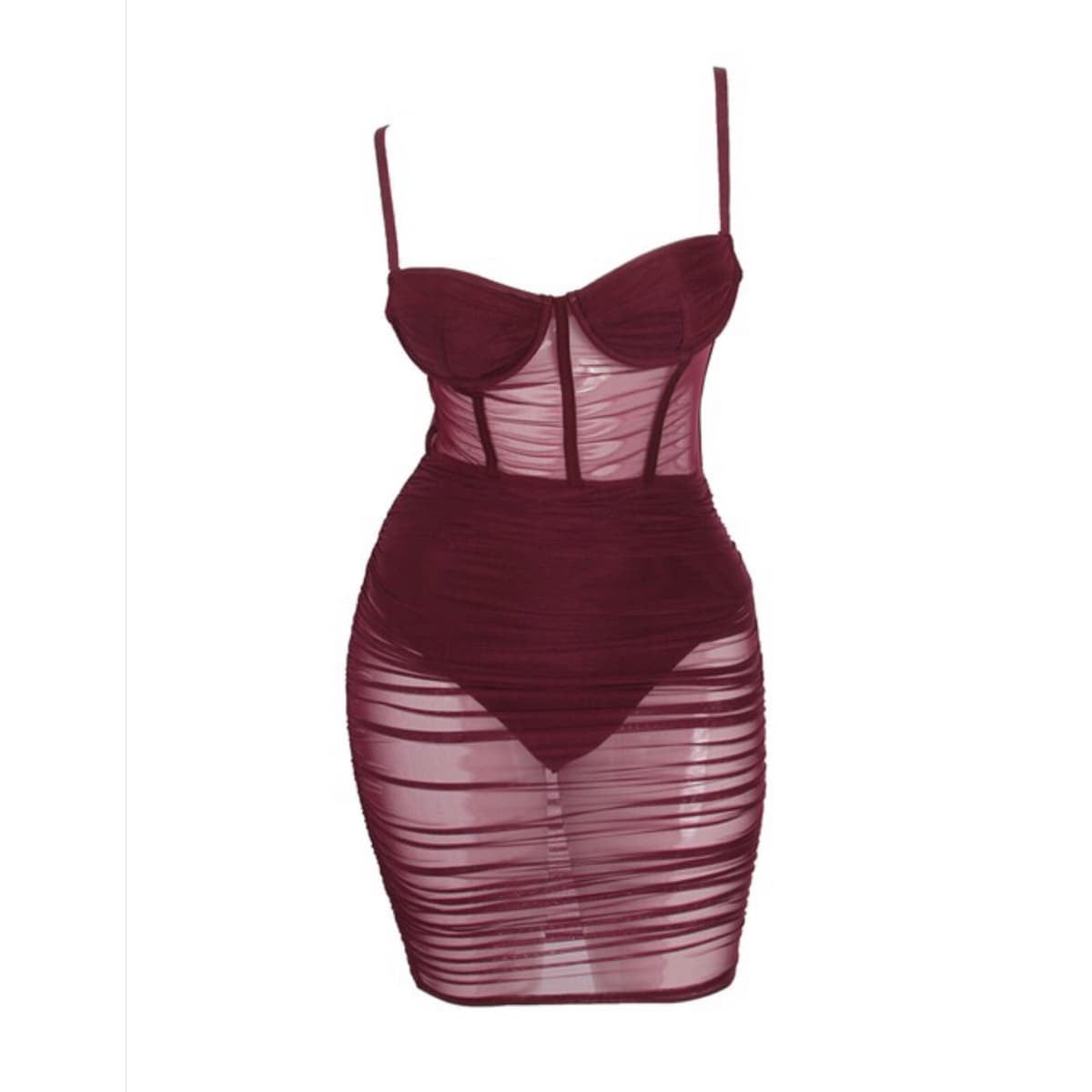 Sasha Burgundy Mesh Dress