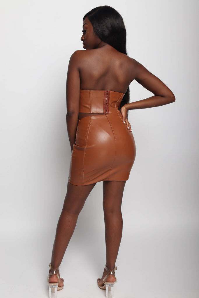 Cocoa Faux Leather Skirt